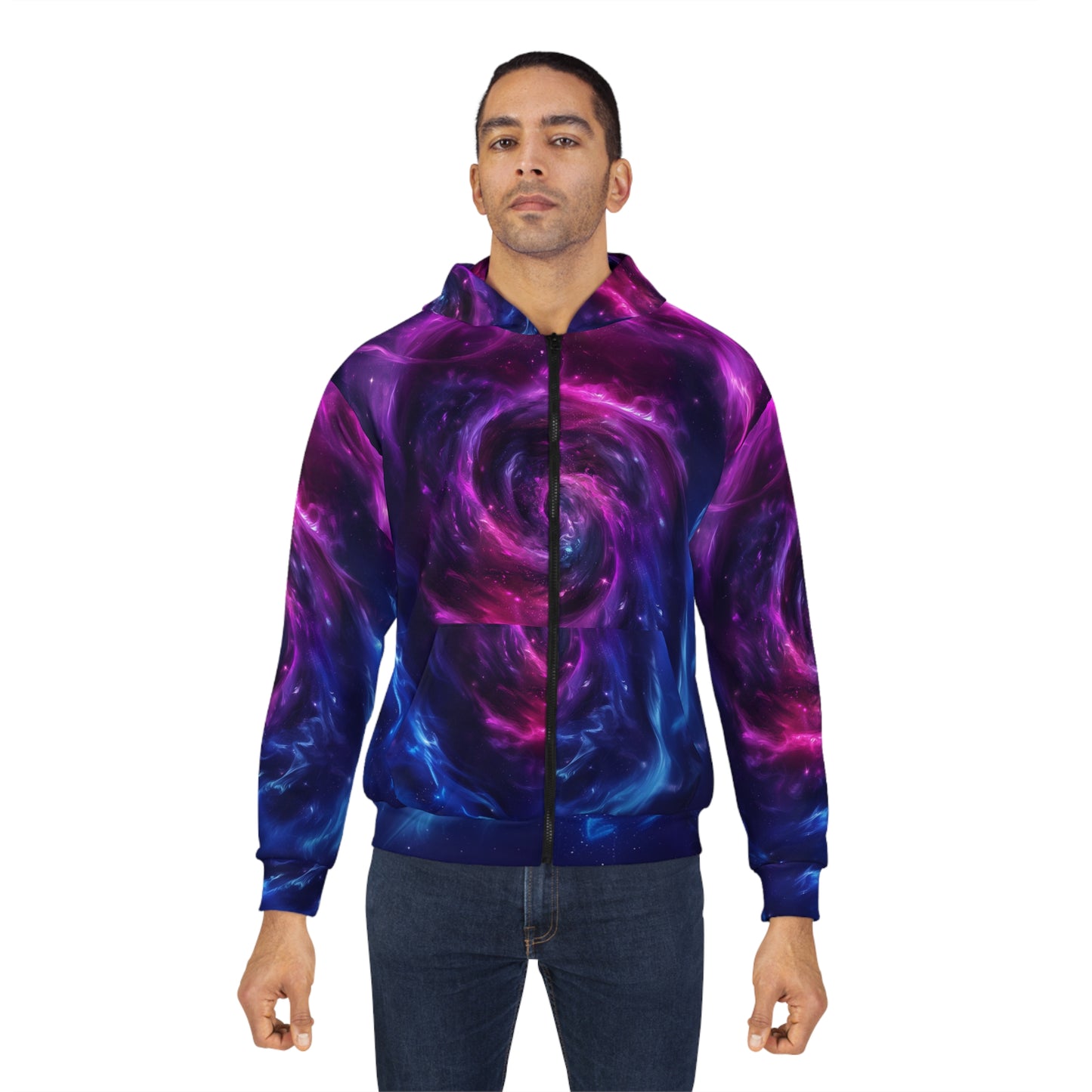 Cyberpunk Spiral Galaxy Unisex Zip Hoodie