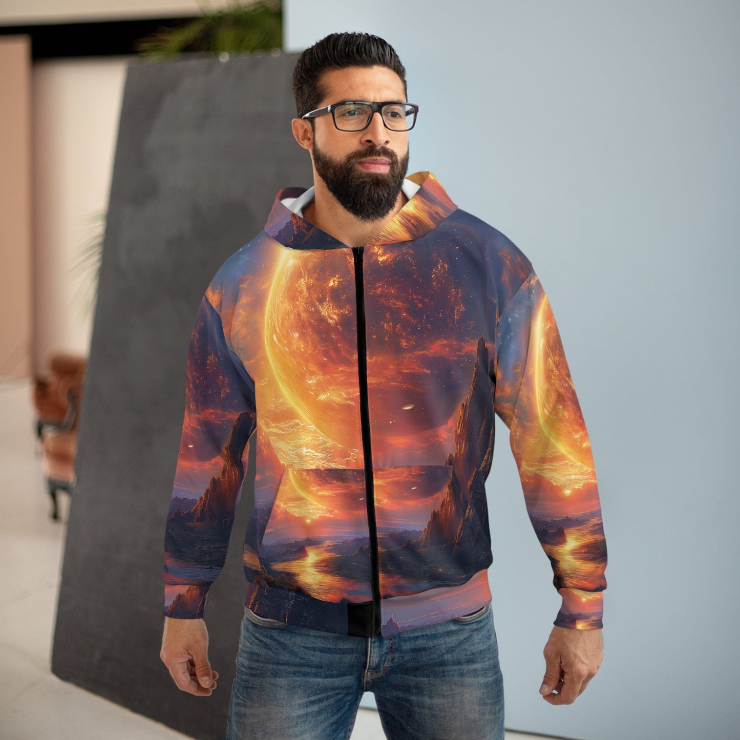 Alien Planet Landscape All Over Print Zip Hoodie