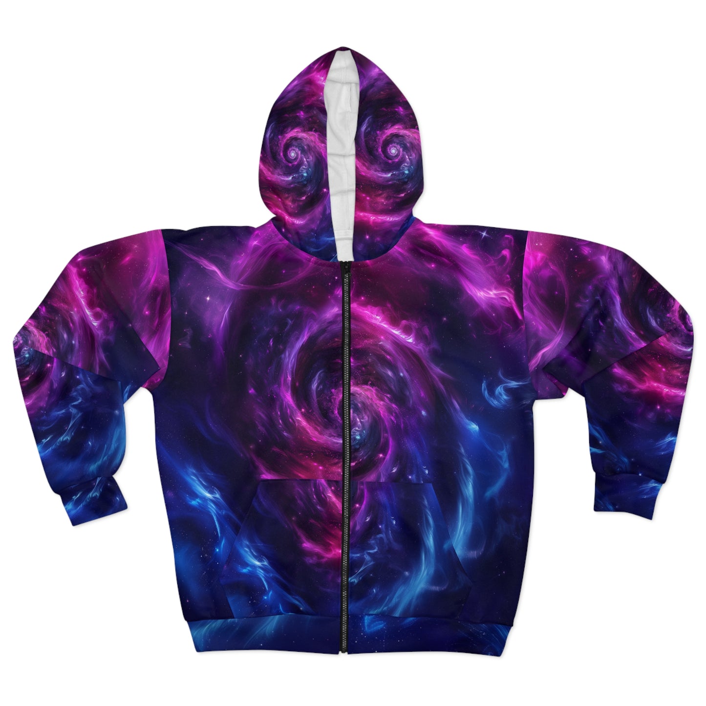 Cyberpunk Spiral Galaxy Unisex Zip Hoodie