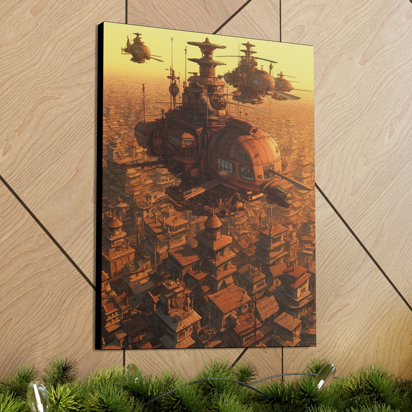 Aerial Steampunk Helicopter Squadron Wall Art