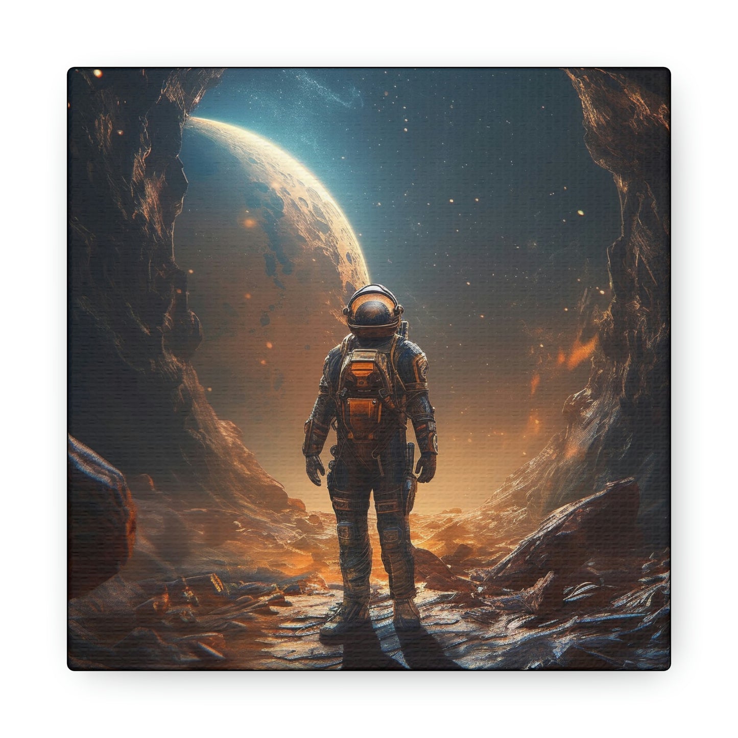 Astronaut On New Planet With Civilization Wall Art