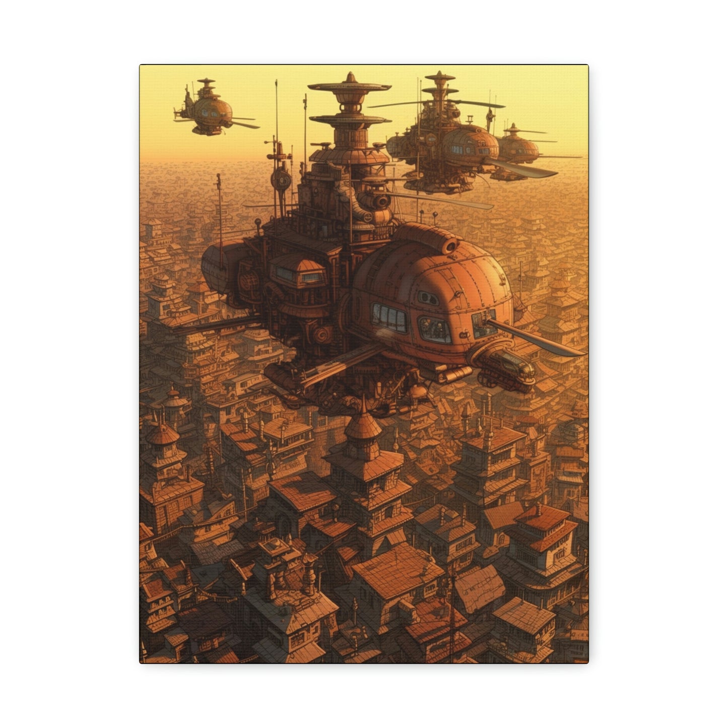 Aerial Steampunk Helicopter Squadron Wall Art