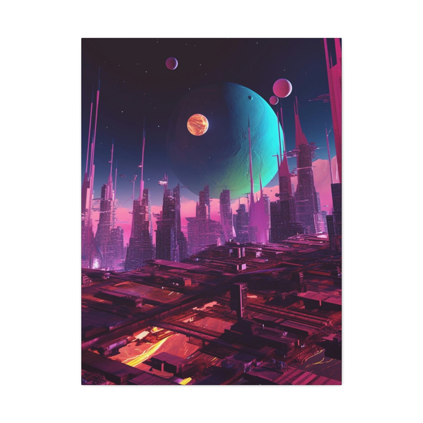 Futuristic Cyberpunk City Wall Art