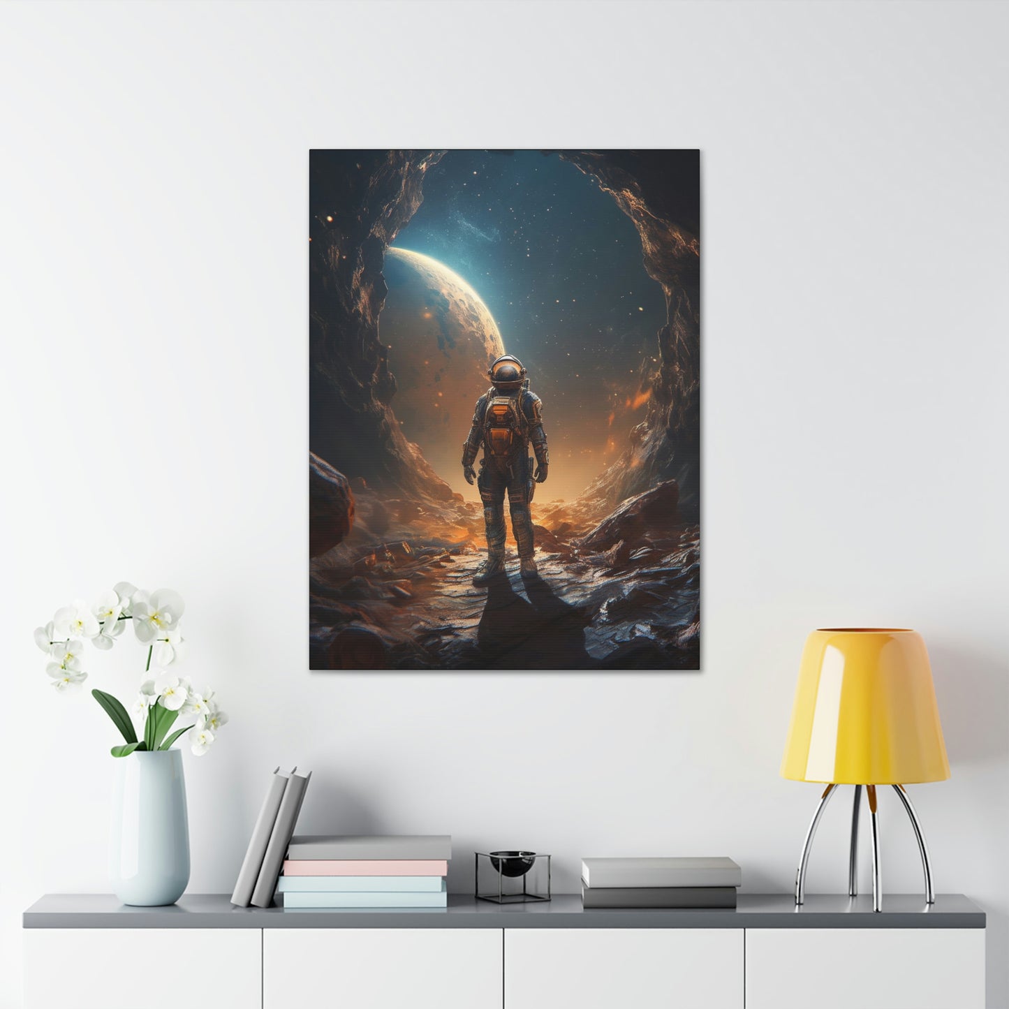 Astronaut On New Planet With Civilization Wall Art