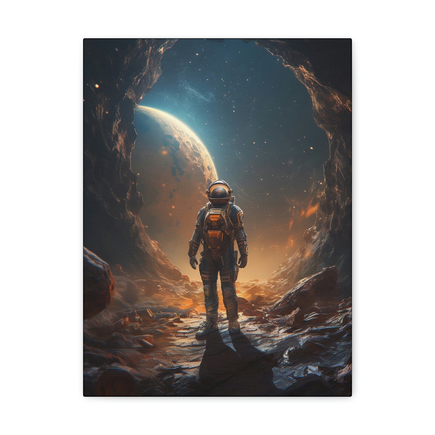 Astronaut On New Planet With Civilization Wall Art