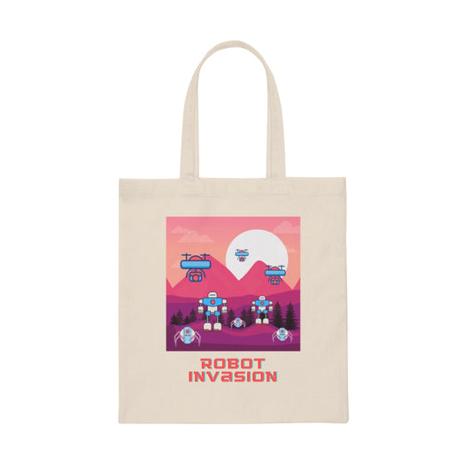 Robot Invasion Canvas Tote Bag