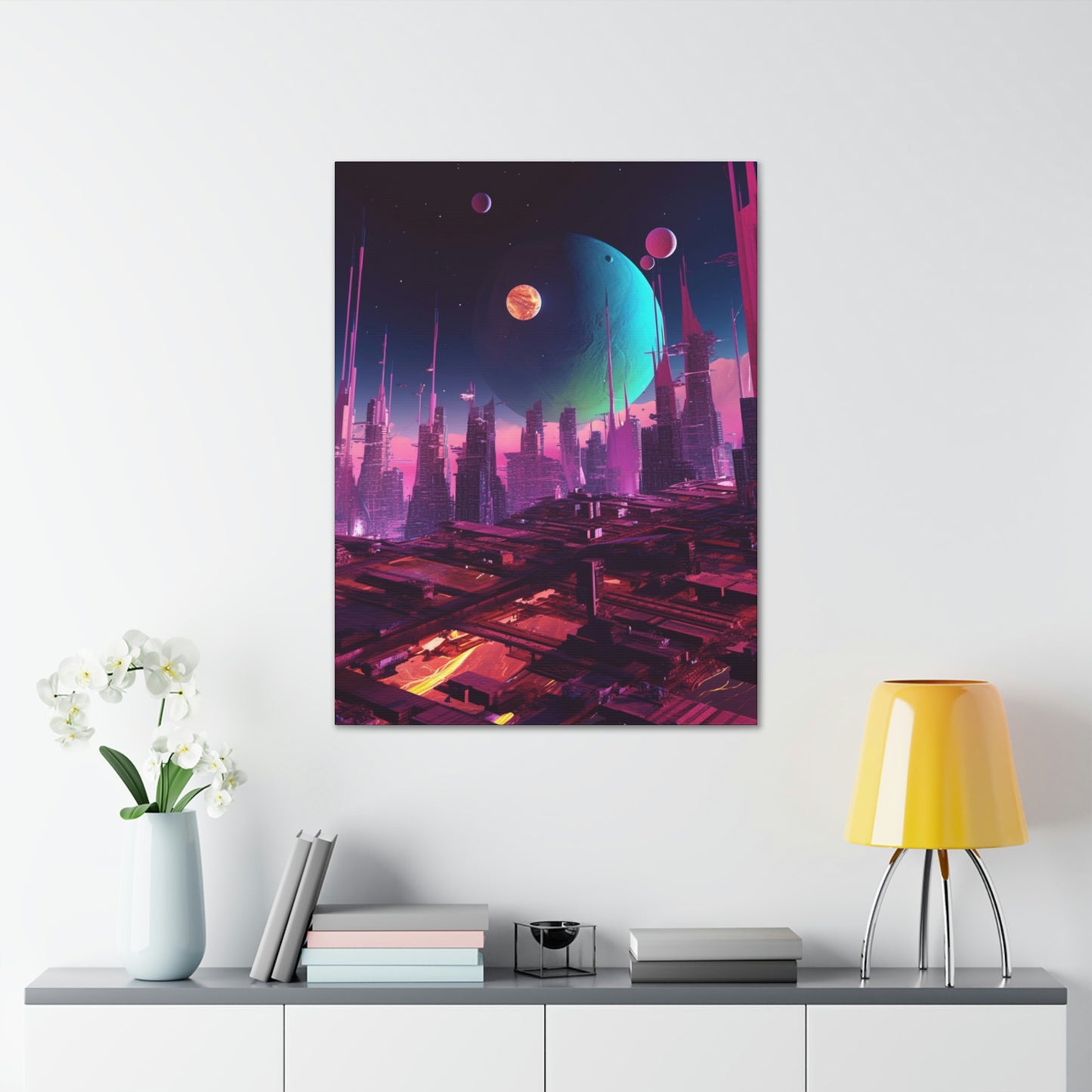 Futuristic Cyberpunk City Wall Art