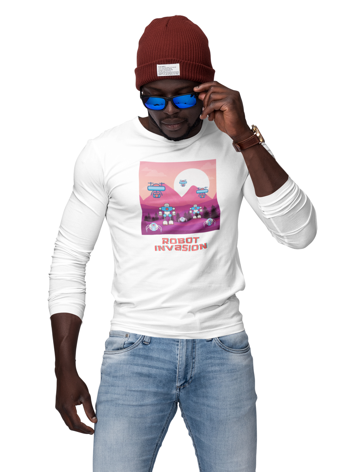 Robot Invasion Unisex Jersey Long Sleeve Tee