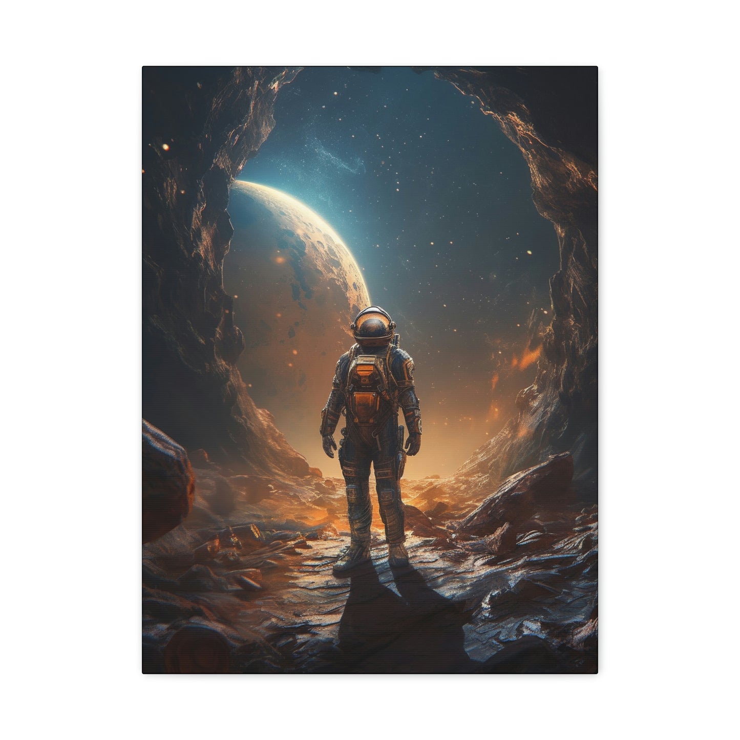 Astronaut On New Planet With Civilization Wall Art
