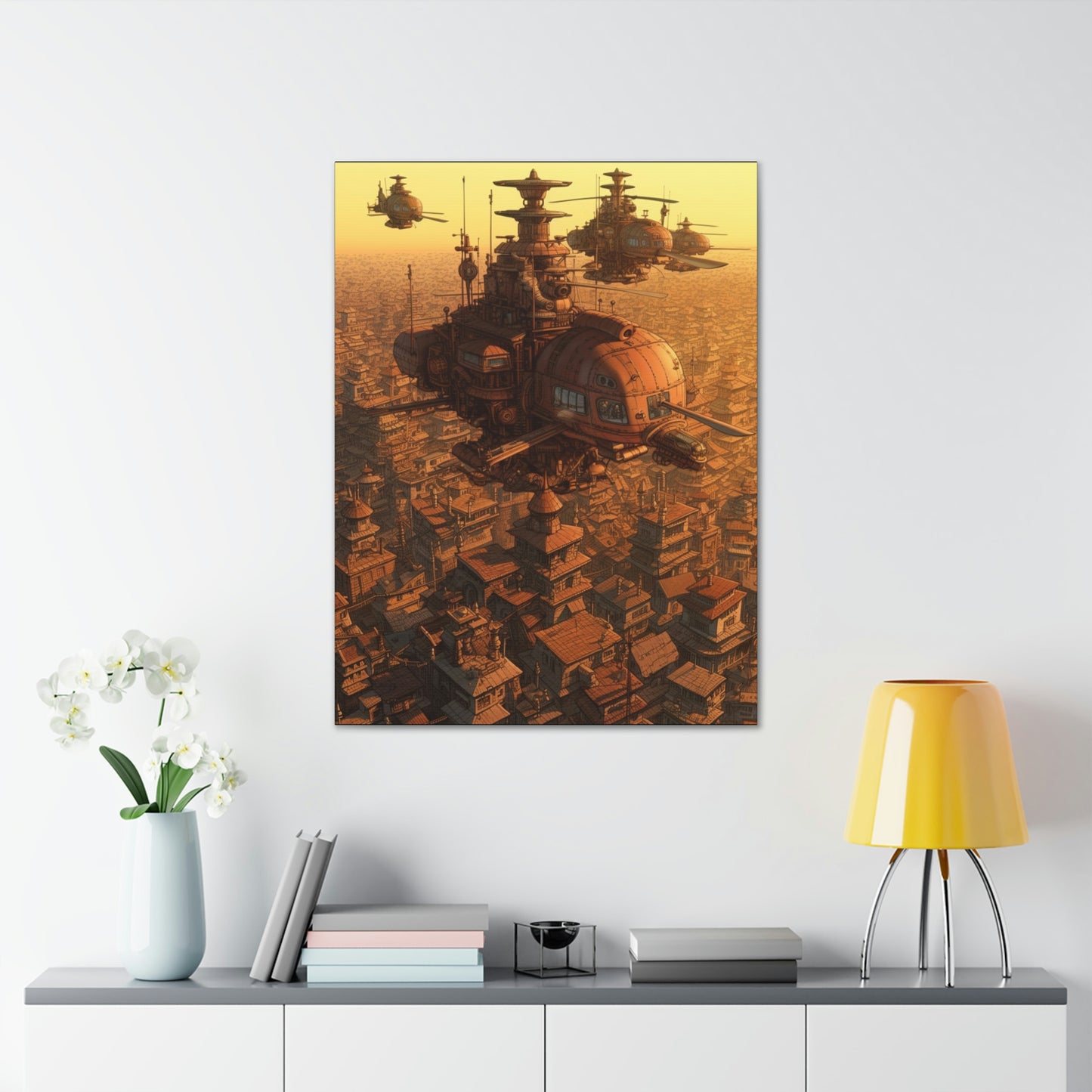 Aerial Steampunk Helicopter Squadron Wall Art