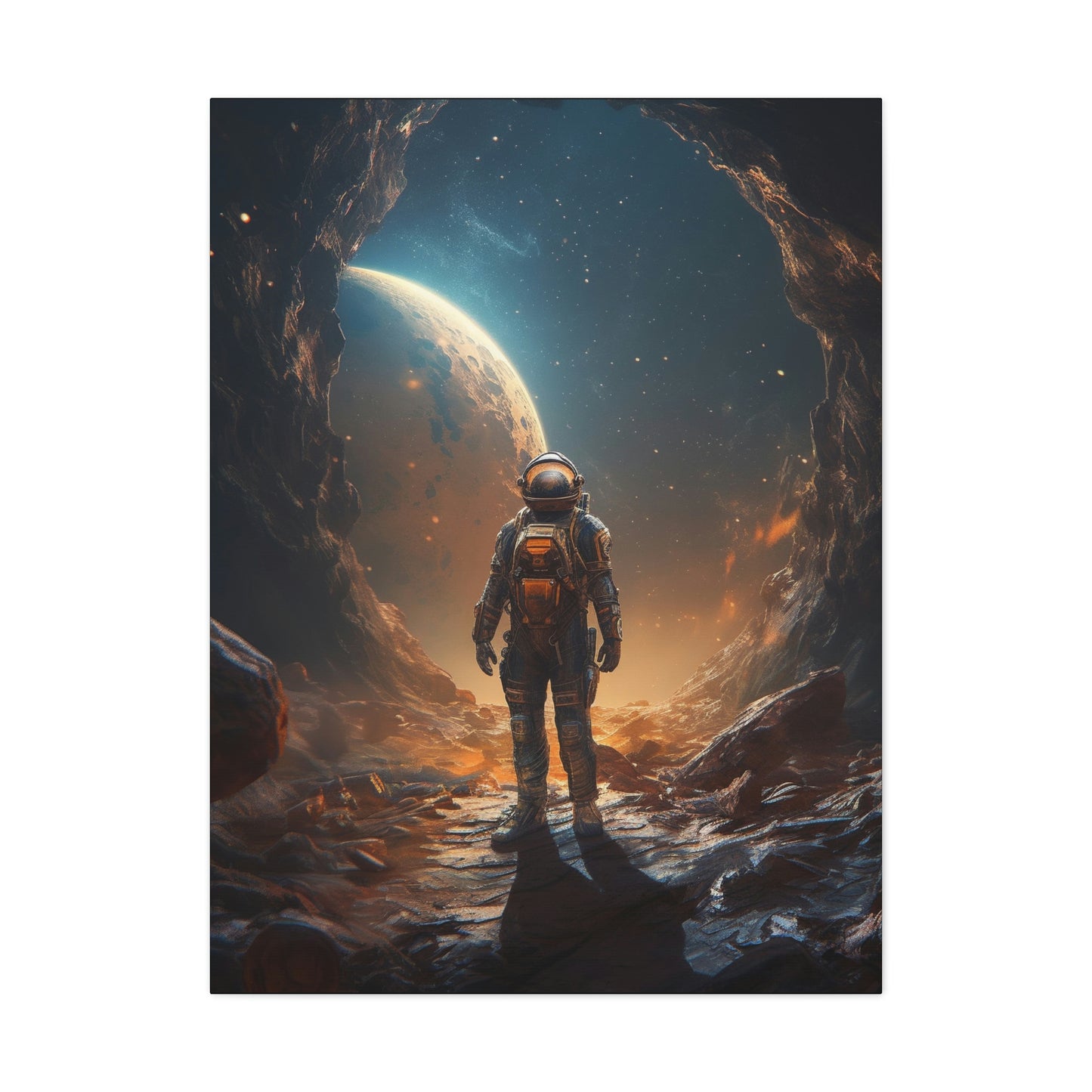 Astronaut On New Planet With Civilization Wall Art