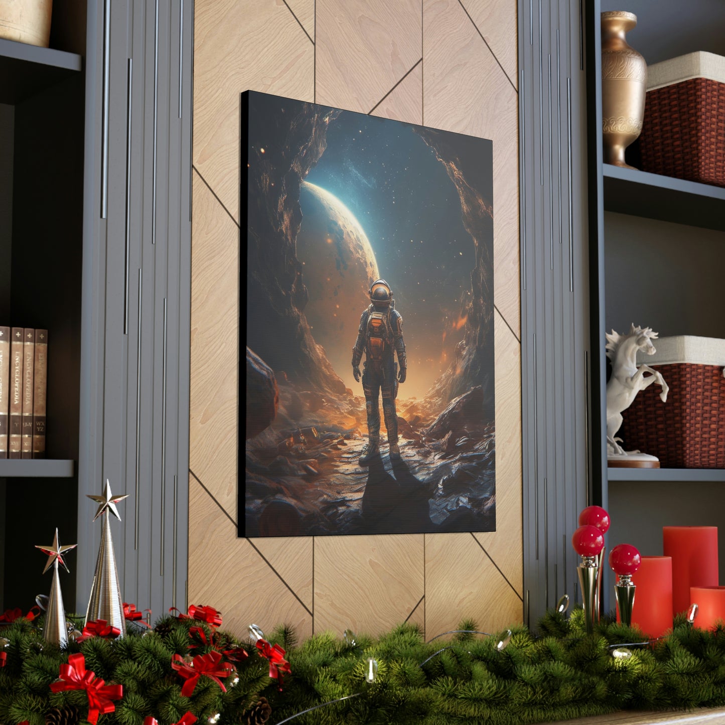 Astronaut On New Planet With Civilization Wall Art