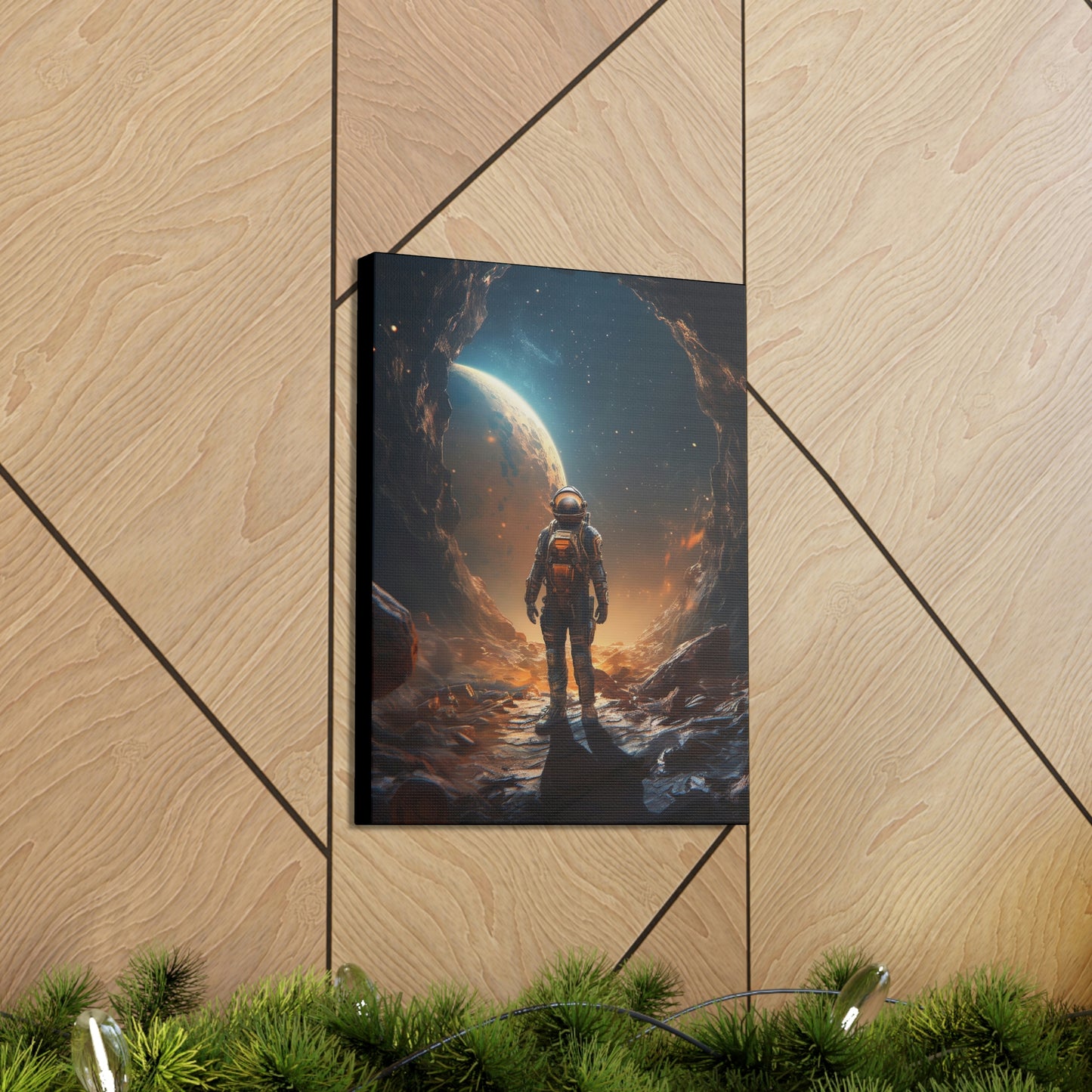 Astronaut On New Planet With Civilization Wall Art