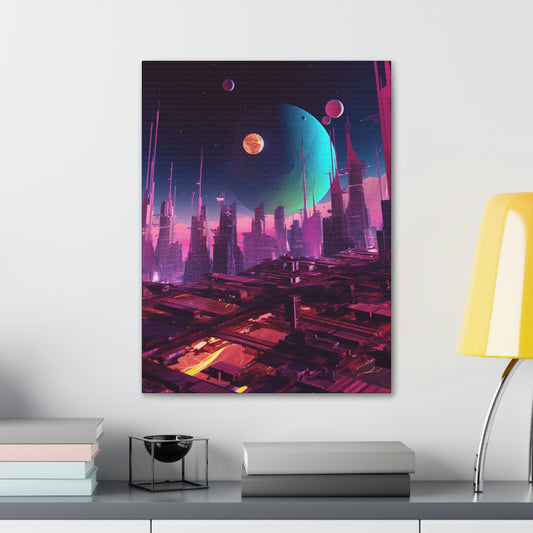 Futuristic Cyberpunk City Wall Art