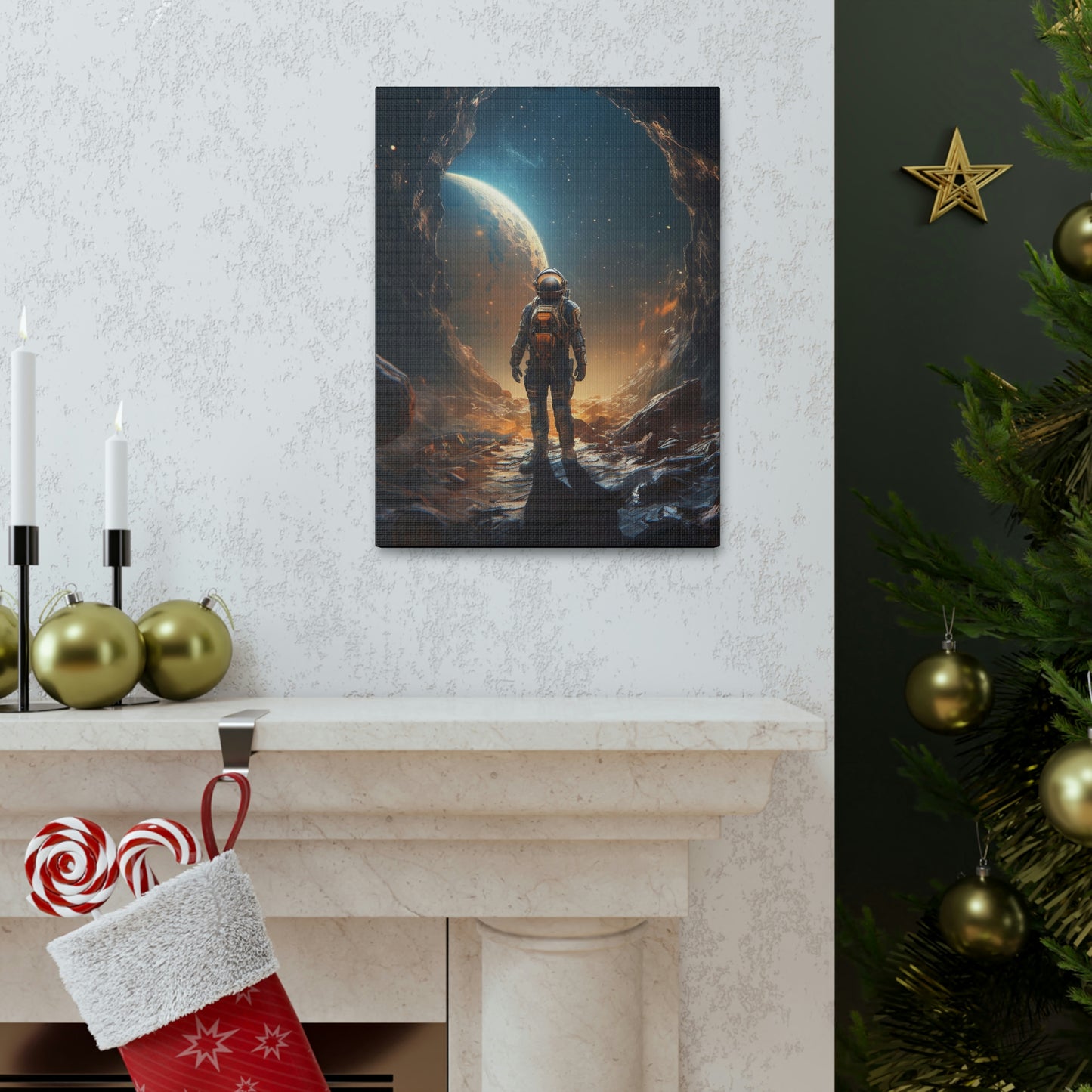 Astronaut On New Planet With Civilization Wall Art