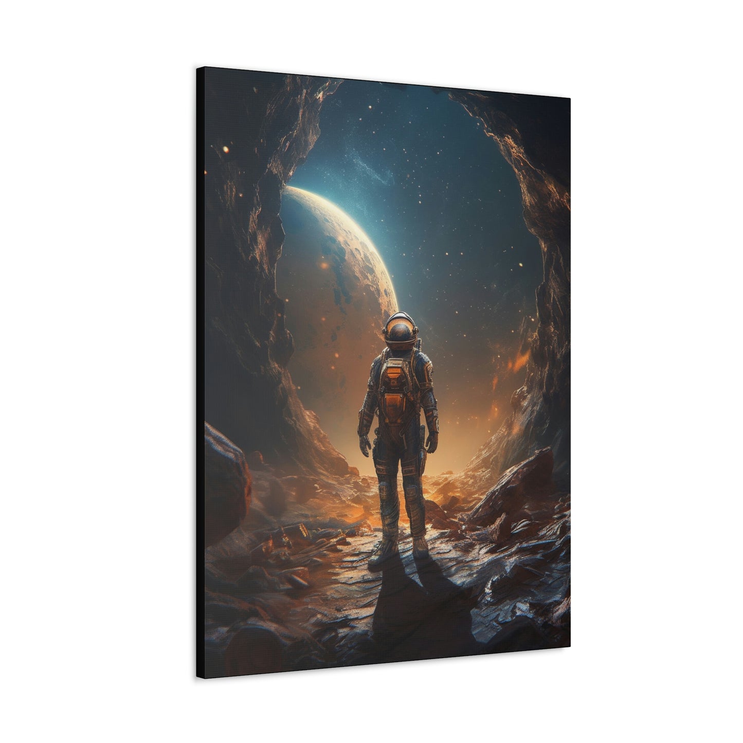 Astronaut On New Planet With Civilization Wall Art