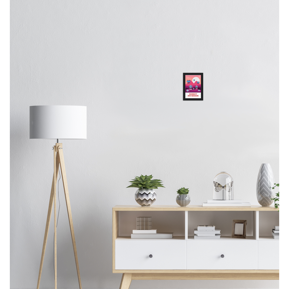 Robot Invasion Premium Matte Paper Wooden Framed Poster