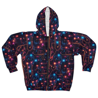 Cyberpunk Circuit Unisex Zip Hoodie