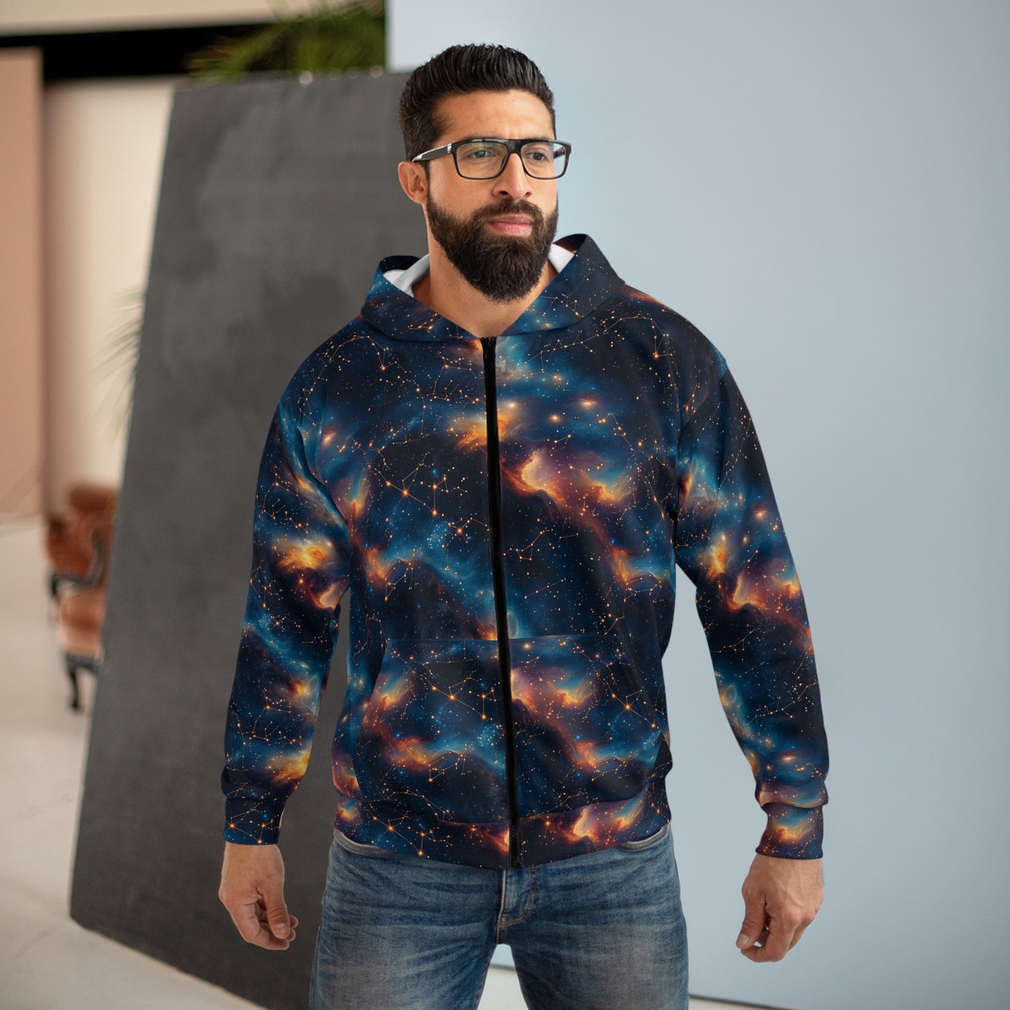 Galactic Star Map Unisex Zip Hoodie