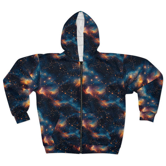 Galactic Star Map Unisex Zip Hoodie