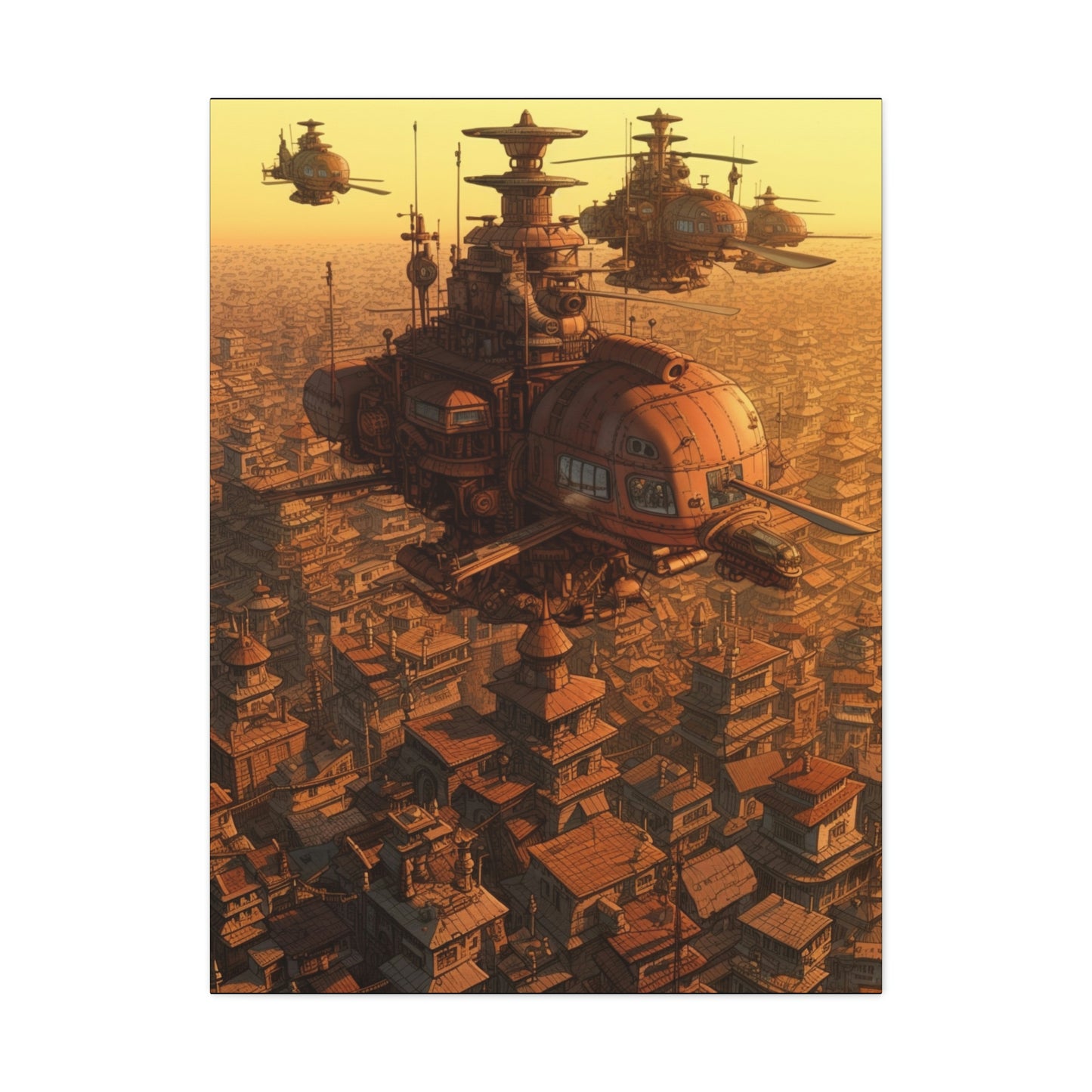 Aerial Steampunk Helicopter Squadron Wall Art