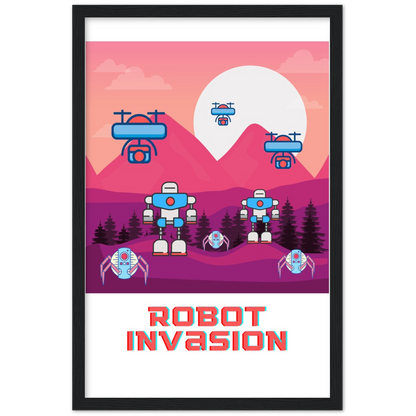 Robot Invasion Premium Matte Paper Wooden Framed Poster