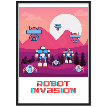 Robot Invasion Premium Matte Paper Wooden Framed Poster