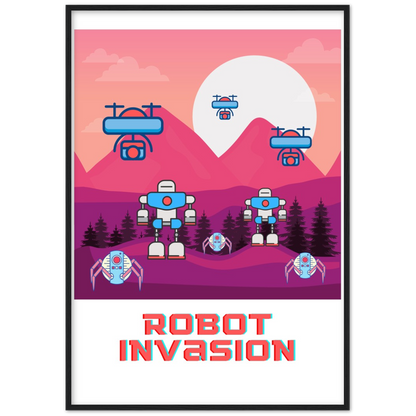 Robot Invasion Premium Matte Paper Wooden Framed Poster