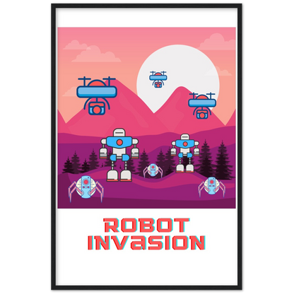 Robot Invasion Premium Matte Paper Wooden Framed Poster